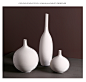 北欧创意简约白色陶瓷花瓶客厅餐桌样板房玄关装饰摆件插花器套装-tmall.com天猫