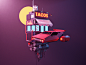 Cyberpunk Taco hovercar sci-fi scifi cyberpunk space lowpolyart diorama low poly model lowpoly render design blender illustration 3d