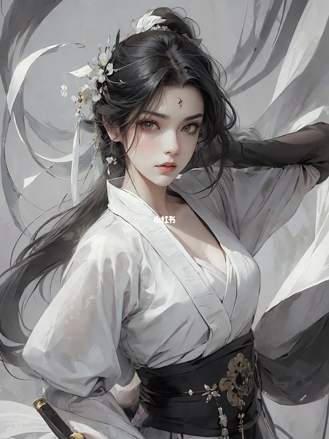 海艺ai插画｜古风水墨仙侠人物 花瓣网 