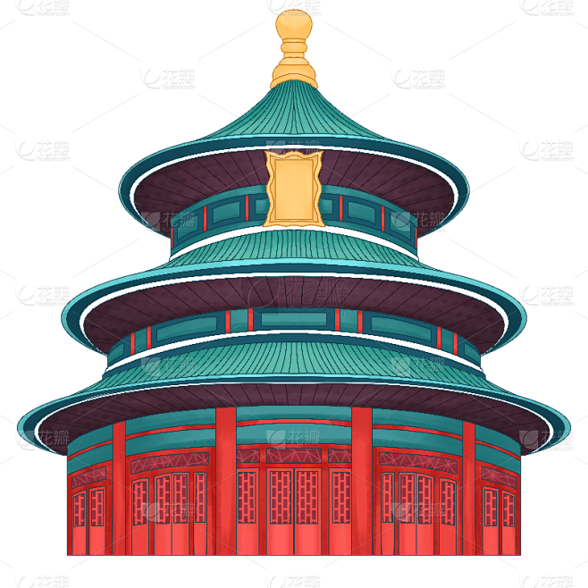 手绘-中国风文化建筑创意贴纸10