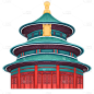 手绘-中国风文化建筑创意贴纸10