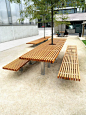 Contemporary table and chair set / wooden / stainless steel / for outdoor use OCÉAN Concept Urbain