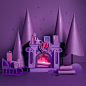 Merry Purple Christmas : Paper Craft illustration for a Merry Christmas