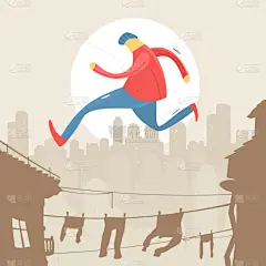 男人,屋顶,夜晚,风险,外立面,全景,图像,浣熊,跳