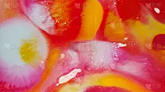 抽象派水粉画，用白、黄、红三种颜色