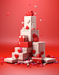 what to do with gifts for valentine's day and the season of love, in the style of carl kleiner, uhd image, light crimson and white, detailed background elements, victor nizovtsev, bold color blocks, minimalist backgrounds