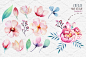 情人节鲜花水彩手绘植物花纹请柬花朵平铺海报PSD设计素材 (2)