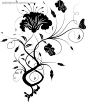 单色花藤和蝴蝶cdr|蝴蝶|花边|花边素材|花草|花卉|花藤|花纹|花纹素材|矢量素材