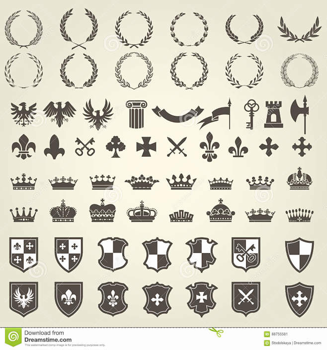 纹章成套工具骑士纹章和徽章元