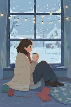 冬季冬至暖冬织围巾织毛衣卡通人物形象