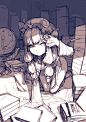 #东方project#
#帕秋莉诺蕾姬#
1girl all_fours book crescent crescent_hair_ornament globe hair_ornament hair_ribbon hat junwool long_hair looking_at_viewer messy_room patchouli_knowledge ribbon shading_eyes sketch solo touhou