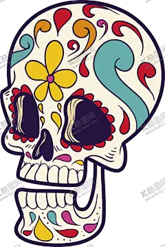 卡通手绘高清骷髅 【酷图网】印花彩色骷髅,卡通骷髅,插图,卡通,手绘