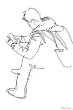 美院教课日。 地铁上的时间别浪费了，画点速写。