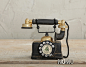 北欧乡村老式电话机摆件 美式复古橱窗陈设树脂电话机模型