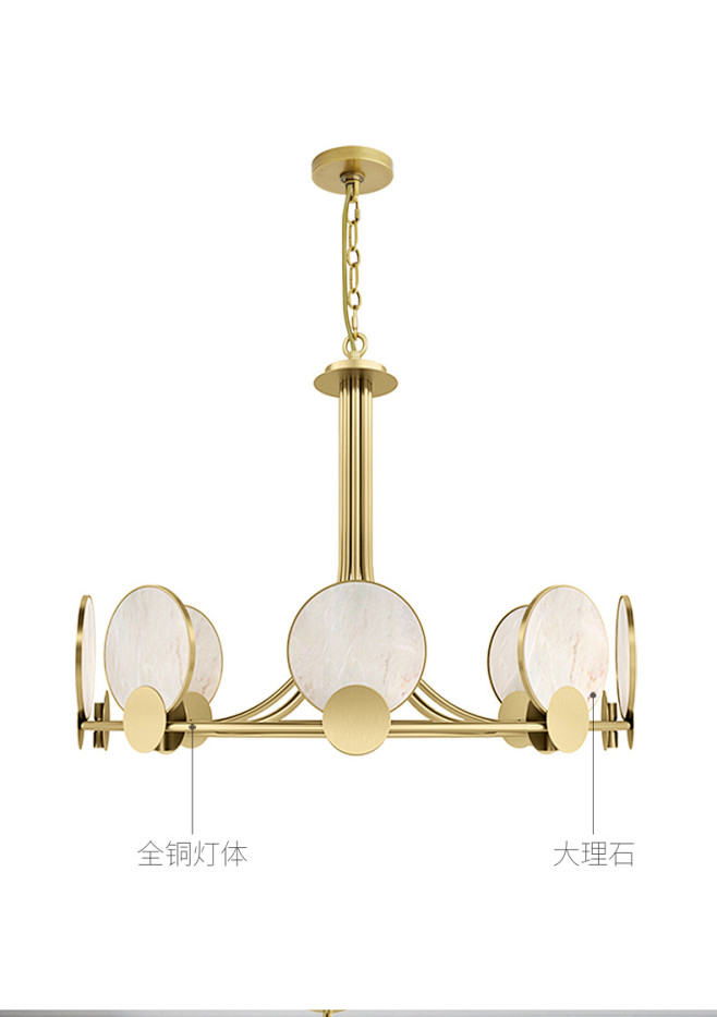 新中式全铜客厅餐厅长吊灯现代中式卧室书房...