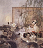 彭连熙作品 工笔画《爱莲人》系列
