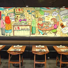 手绘港式茶餐厅特色美食点心大型壁画酒楼背景墙纸壁纸-淘宝网