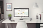 Free iMac 5k Retina 27-Inch Home Office Mockup :  