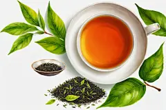 温馨手绘清新清香可口茶叶图片插画