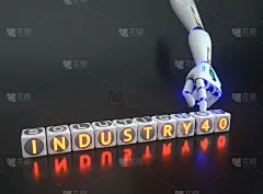 机器人手展示工业4.0符号- ai概念- 3d渲染