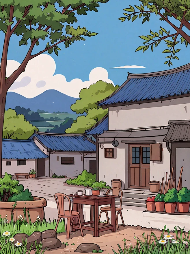 卡通插画|乡村农家小院 - 小红书-花瓣网