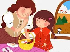 安徒生童话小红帽的插图免抠素材_新图网 https://ixintu.com 安徒生 小红帽 插画 童话