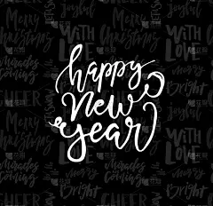 贺卡与书法新年快乐。祝贺，乔迁喜帖，邀请，照片叠加的模板
