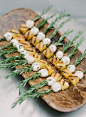 Grilled polenta and Mozzarella on rosemary skewers