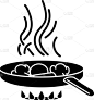 矢量,黑色,膳食,饮食,烤炉,锅,计算机图标,符号,食用油,火
