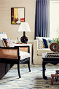 Black Bamboo and Cane Chair in Living Room