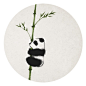水墨画风格的小熊猫与竹子的唯美小清新插画图片
