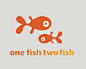 一条鱼两条鱼图形英文标志logo设计