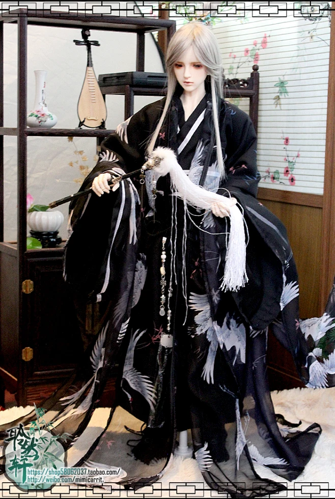 bjd45cm3分60cm70cm壮叔瘦叔娃娃衣服古装古风—鹤舞黑【聆然轩-淘宝网图片_BJD古风男图片素材-花瓣网