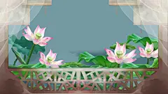 古风山水建筑凉亭荷花插画海报