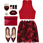 A fashion look from April 2015 featuring crop shirts, burgundy skirt and burgundy high heel shoes. Browse and shop related looks.