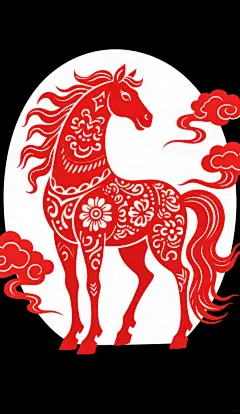 马年剪纸马年窗花素材