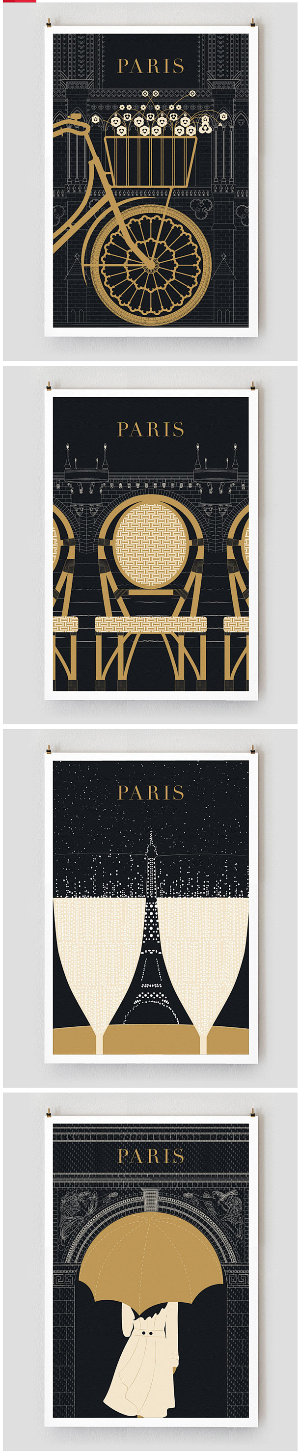绝美巴黎旅游海报系列_创意元素