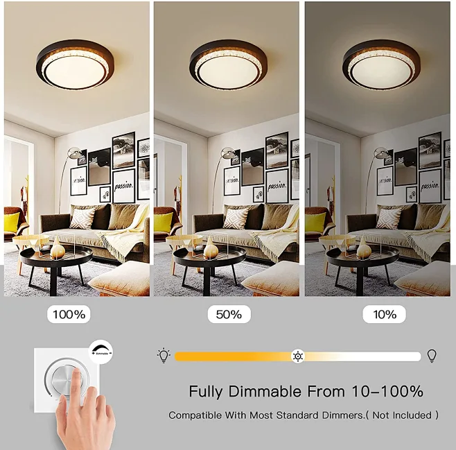 WFZRXFC Simple Round Golden Border LED Flush Mount Ceiling Light Fixture Surface Mount Ceiling Lamp Ultra-thin 1.5 Inches Ceiling Lighting For Bedroom, Dining Room And Kitchen - View #2