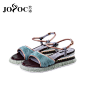 JOOC/玖诗夏新款欧美胎羊毛真皮平坡跟厚底女凉鞋设计师潮款Z675-tmall.com天猫