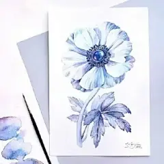 水彩--银莲花 - 高清图片，堆糖，美图壁纸兴趣社区