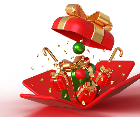 红色圣诞节礼盒礼物展台3D海报设计素材_...