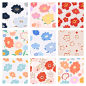 Free vector floral pattern background hand drawn set