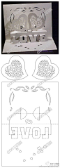 DIY小百科：心心相印立体卡片哦，喜欢的动手吧~（注意虚线不剪，实线剪开）