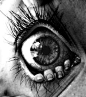 "Let me out!" eyes, fantasy art, beautiful, surreal, fingers, fear, horror, detail, black and white, art.