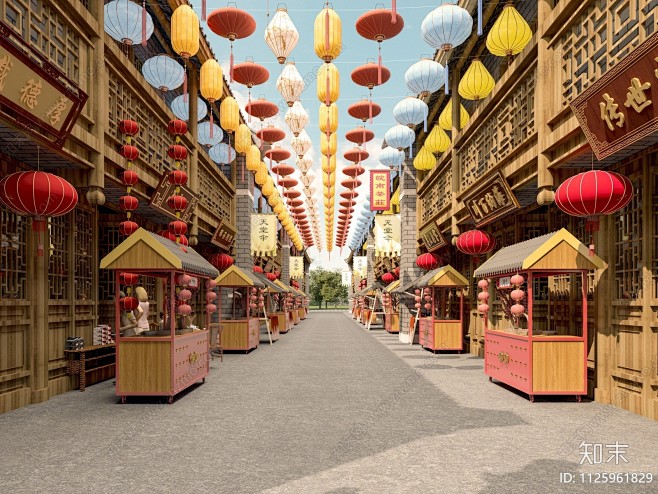 中式商业街3D模型下载【ID 1125961829】_知末3d模型网_5412573087