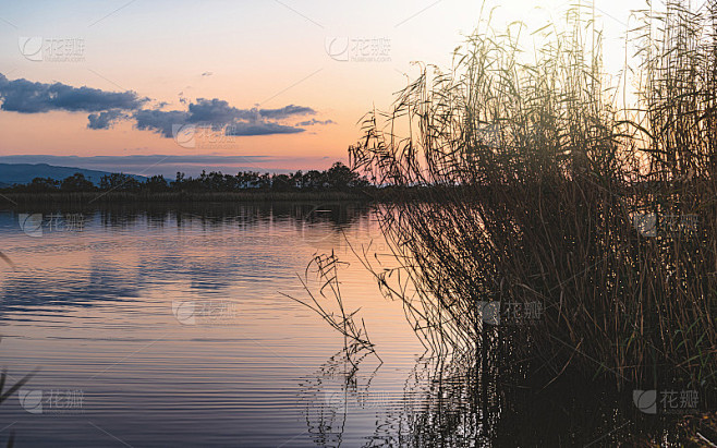 晚上湖边风景