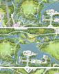 城市滨水公园PS彩色平面图生态湿地景观规划设计PSD分层彩平素材-淘宝网