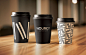 Branded coffee cups designed by lg2boutique for Quebec City delicatessen Nourcy