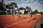 Girls Running RaceTwo girls are racing each other on the running track at athletics club.