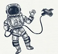 手绘宇航员和宇宙飞船矢量素材